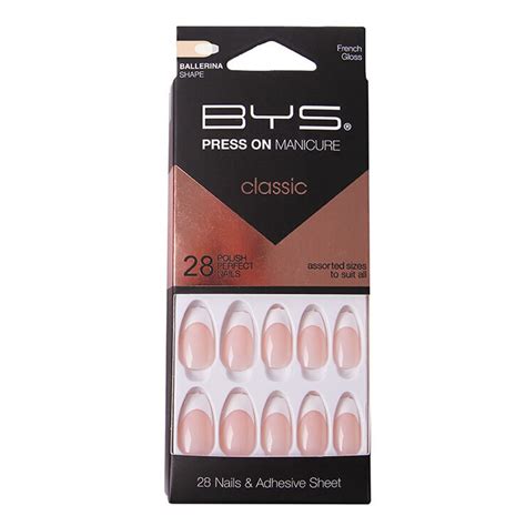 pc bys press  manicureartificial fake glam nails french gloss