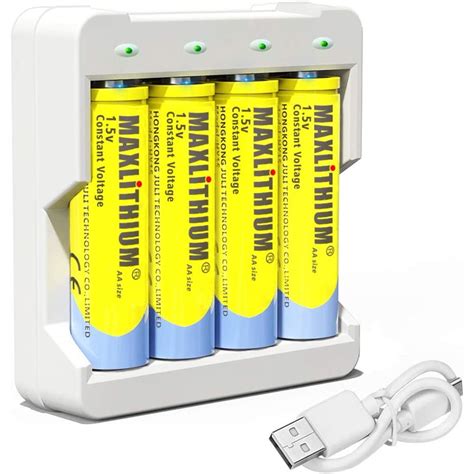 maxlithium aa batteries rechargeable li ion  constant voltage  fast charge  count