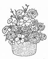 Coloring Flower Pages Flowers Bouquet Detailed Basket Printable Wildflower Drawing Bunch Adult Baskets Print Colouring Google Color Drawings Boquet Wild sketch template