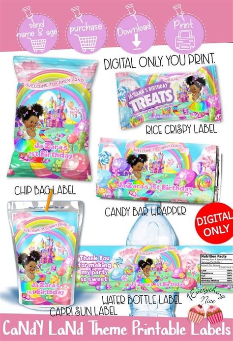 digital  candy land candyland birthday party printable etsy