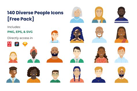 diverse people icons  design resources