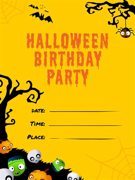 printable halloween birthday invitations