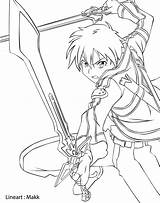 Sword Kirito Lineart Asuna Swordsman Malvorlagen Jeffersonclan Beater Getcolorings Coloringhome sketch template