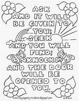 Coloring Bible Pages Matthew Ask Kids Verse Given Printable Jesus Will Door School Coloringpagesbymradron Philippians Sheets Color Activity Verses Knocking sketch template