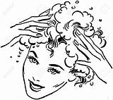 Hair Clipart Washing Wash Clip Shampoo Woman Drawing Vector Illustration Stock Cliparts Clipground Royalty Vintage Vectors Choose Board Getdrawings Person sketch template