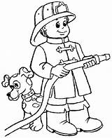 Coloring Firefighter sketch template