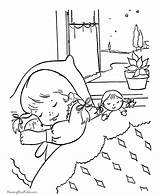 Sleeping Coloring Pages Christmas Kids Eve Colouring Kid Printable Baby Girl Print Drawing Clipart Color Raisingourkids Book Dreaming Vintage Gif sketch template