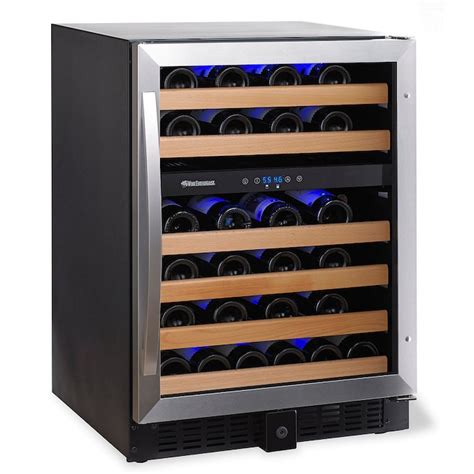 Wine Enthusiast 46 Bottle Stainless Steel Dual Zone Wine Chiller In The