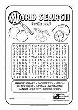 Word Search Coloring Pages Cool Fruits Kids Print Activities sketch template