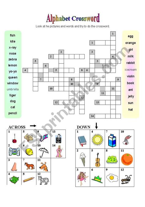 alphabet crossword esl worksheet  jecika