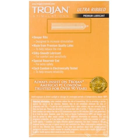 Trojan Ultra Ribbed Lubricant 12 Pack Sex Toys At