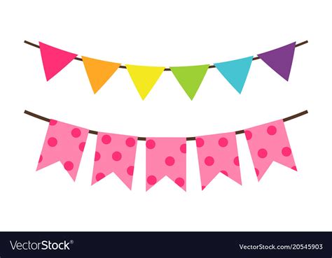 colorful birthday flag decoration  party vector image