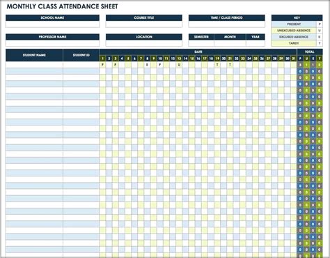 printable weekly attendance sheet template templates resume