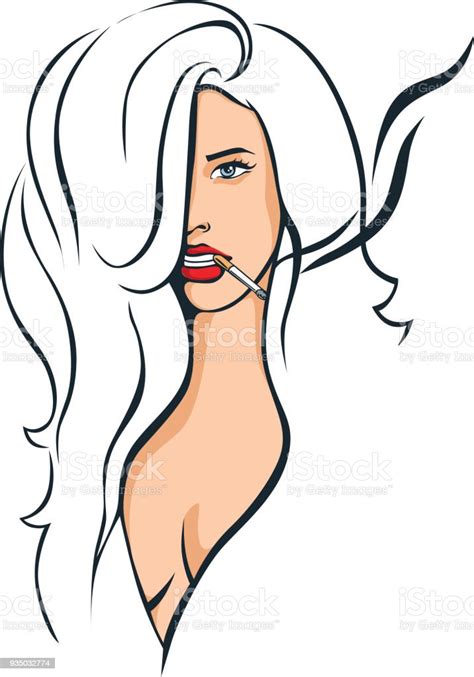Woman Smoking Illustration Vector Drawing Stock Illustration Download