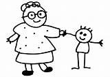 Coloring Child Grandmother sketch template