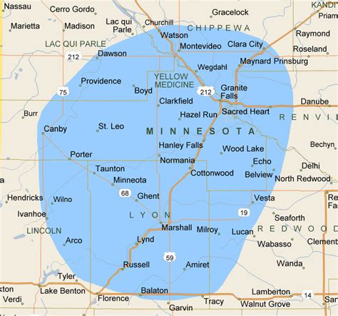 internet service map  sw minnesota towns rural areas