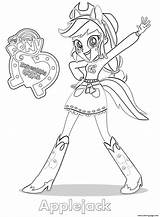 Applejack Coloring Girls Equestria Pages Printable sketch template