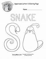 Letter Coloring Uppercase Moo Doozy Printable Cute Snake sketch template