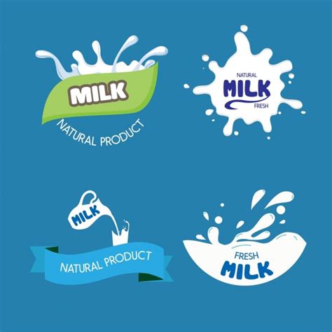 milk logo desig elements liquid ribbon text decoration vectors graphic