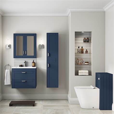 nottingham indigo blue 600 two drawer wall hung vanity unit