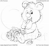 Bear Coloring Eating Strawberries Outline Illustration Royalty Clip Bannykh Alex Clipart sketch template