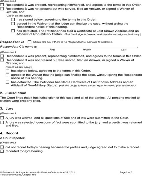 texas child custody form   page  formtemplate