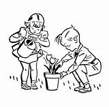 Clipart Helping Clip Others Planting Library sketch template