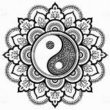 Yang Yin Mandala Coloring Pages Designs Drawing Mandalas Printable Henna Symbol Sheet Pattern Oriental Tattoo Book Style Vector Para Circular sketch template