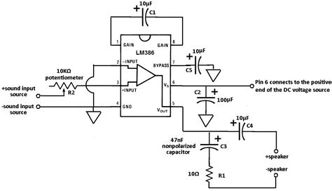 connect  lm audio amplifier chip   circuit