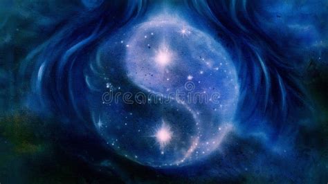 yin  symbol  cosmic space stock illustration illustration