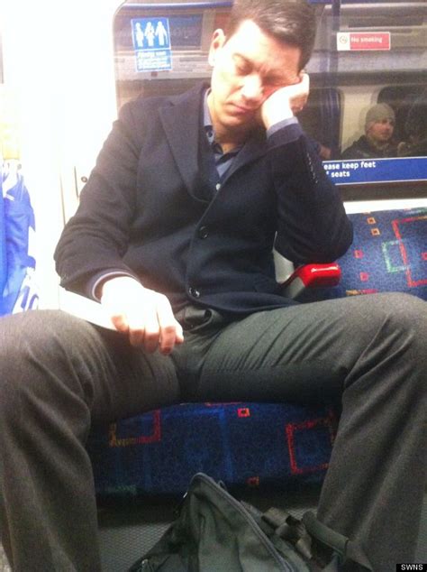david miliband caught snoozing on the tube with his flies undone