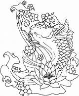 Coloring Pages Water Koi Fish Cycle Japanese Plants Underwater Drinking Land Printable Getcolorings Jumping Color Popular Comments sketch template
