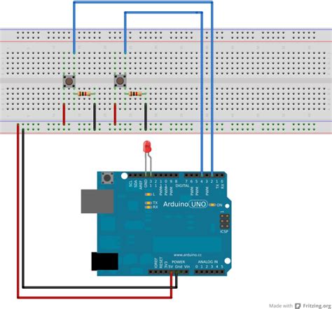 arduino  push button  led switch onoff
