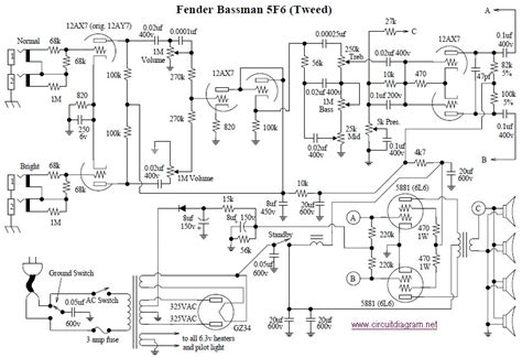 fender bassman   tube amplifier circuit scheme