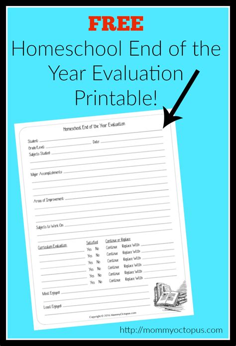 year homeschool evaluation form mommy octopus