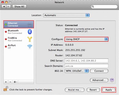 Obtain An Automatic Ip Address Mac Os X 10 5 And Newer University Of