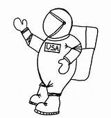 Astronaut Coloring Pages Printable Drawing Line Clipart Clipartbest Template Rocket Clip sketch template