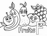 Coloring Fruits Pages Alphabet Fruit sketch template