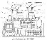 Factory Industrial Power Sketch Cartoon Station Plants Nuclear Smoking Pipes Doodle Hand Drawn Vector Shutterstock Ecology Illustration Business Stock Isolated sketch template