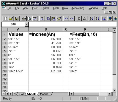 Conversion Of Feet And Inches To Decimal Values 2db