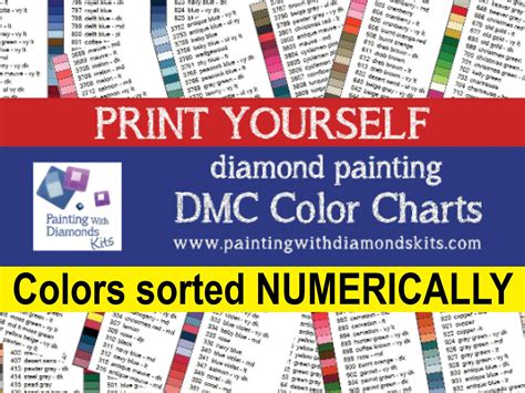 printable dmc color chart  diamond painting  printable