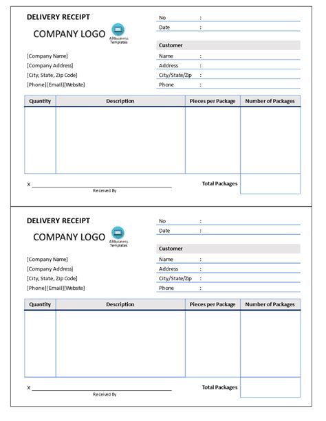 delivery receipt templates  allbusinesstemplatescom