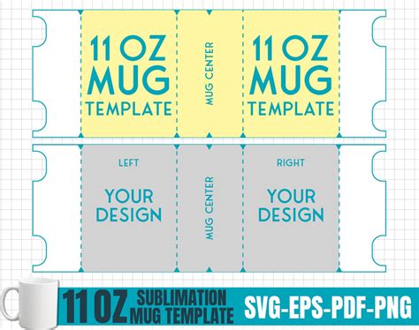 printable  oz mug sublimation template size