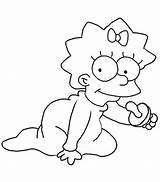 Simpson Maggie Coloring Pages Simpsons Cartoon Lisa Crawling Template Drawing sketch template
