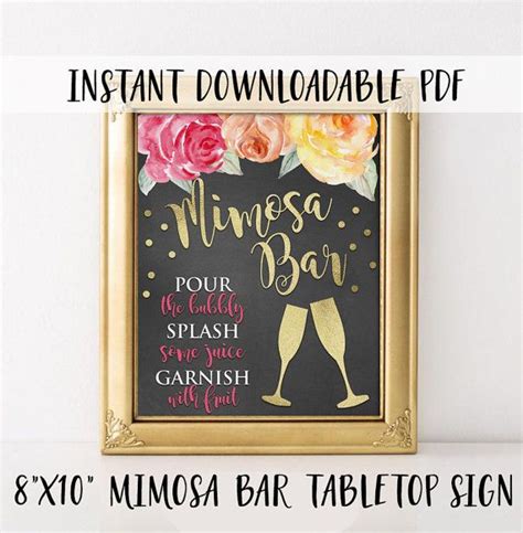 mimosa bar sign mimosa bar printable monogram  mimosa etsy