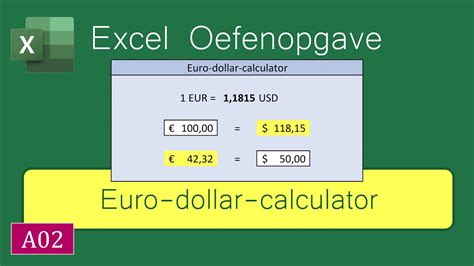 excel oefenopgave  euro dollar calculator youtube