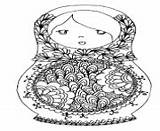 Coloring Russian Dolls Pages Nesting Doll Printable Folk Matryoshka sketch template
