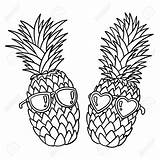 Pineapple Outline Sunglasses Juice Pineapples sketch template