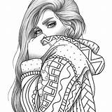 Colouring Girls Drawing Relaxing Anti Sketches Zentangle sketch template