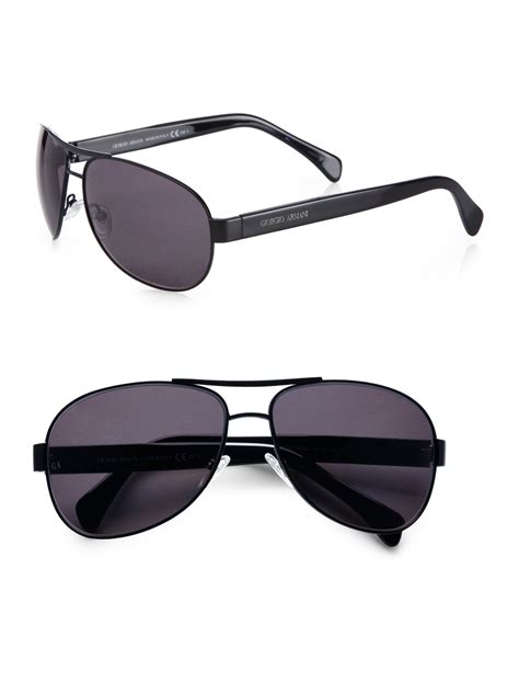 lyst giorgio armani semi matte aviator sunglasses in black for men